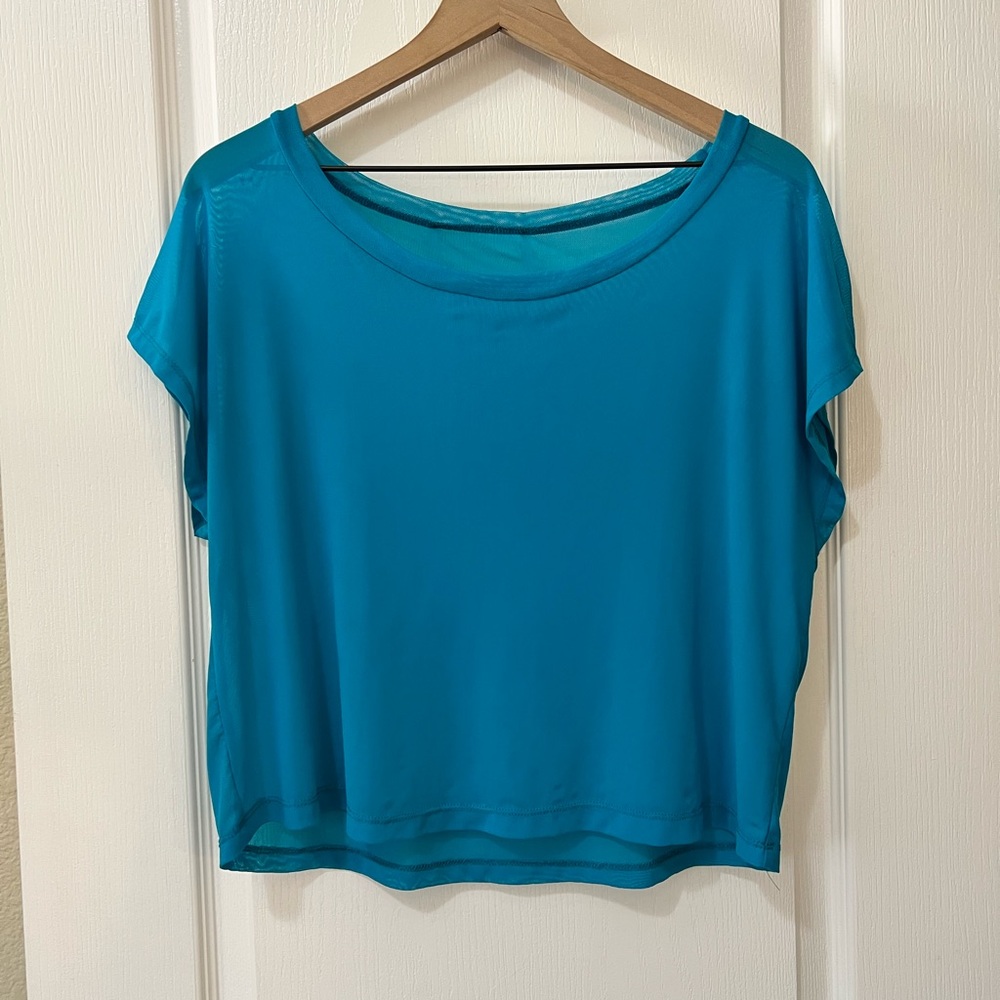 Dance Ballet Yoga Pilates Turqoise Mesh Boxy Tee Women’s Small